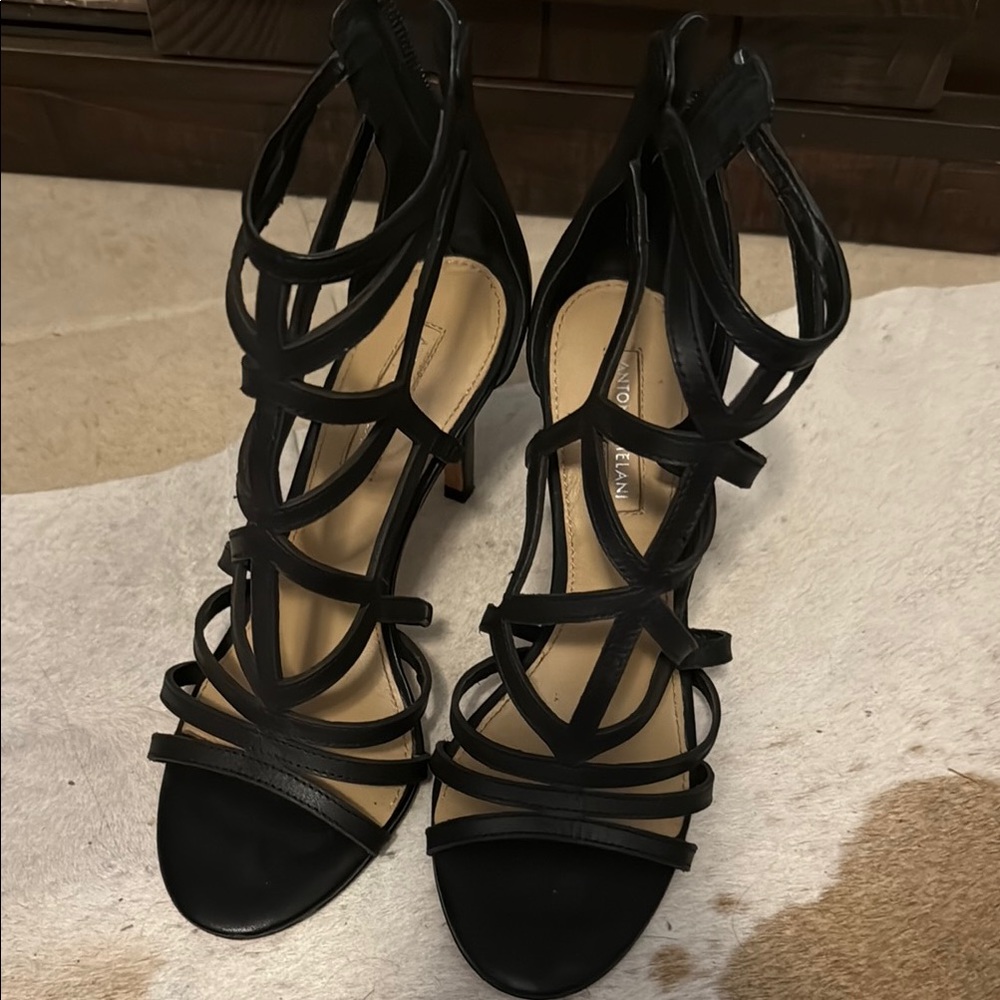 Black Strappy High Heel Sandals - Women